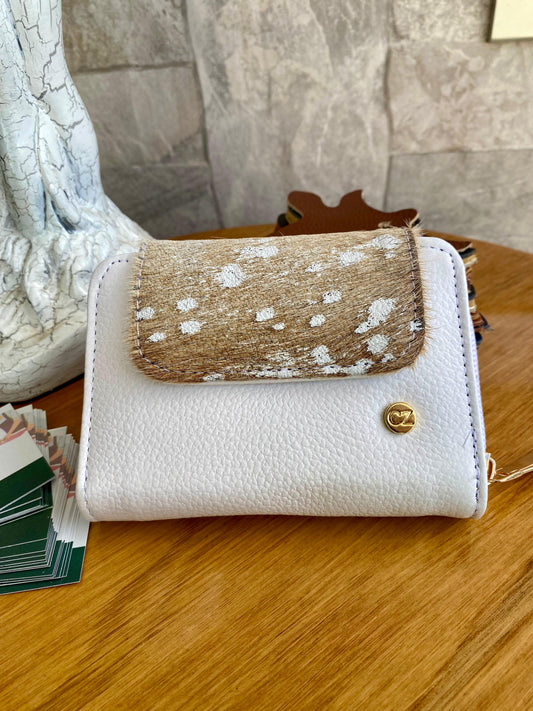 Billetera Bovi III Blanco-Beige pelo