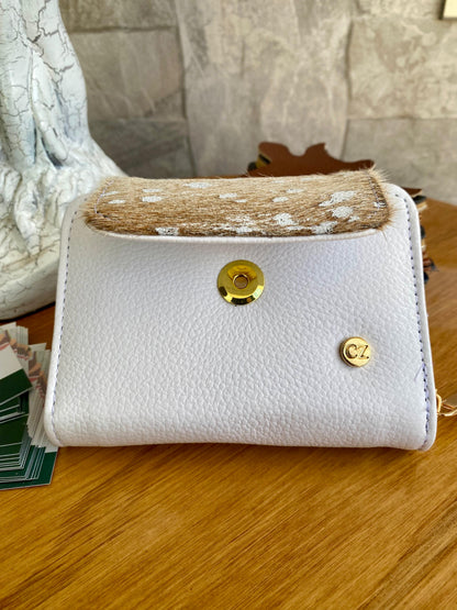Billetera Bovi III Blanco-Beige pelo
