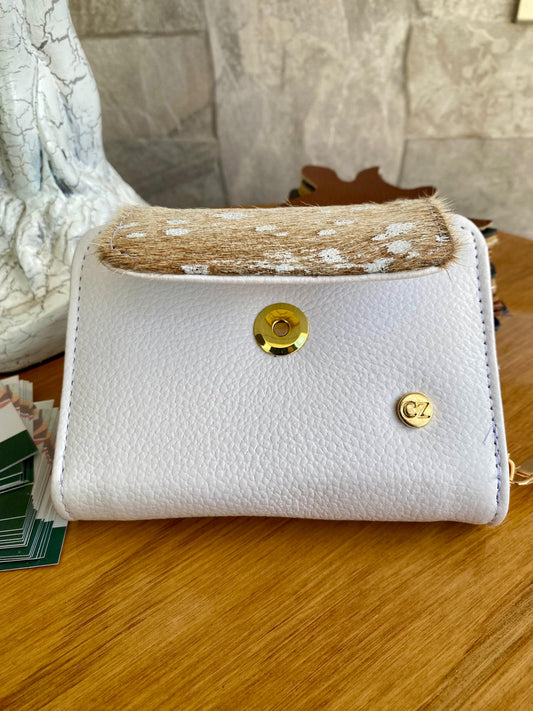 Billetera Bovi III Blanco-Beige pelo