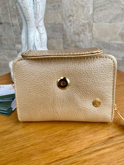 Billetera Verona II Champagñe-textura gold