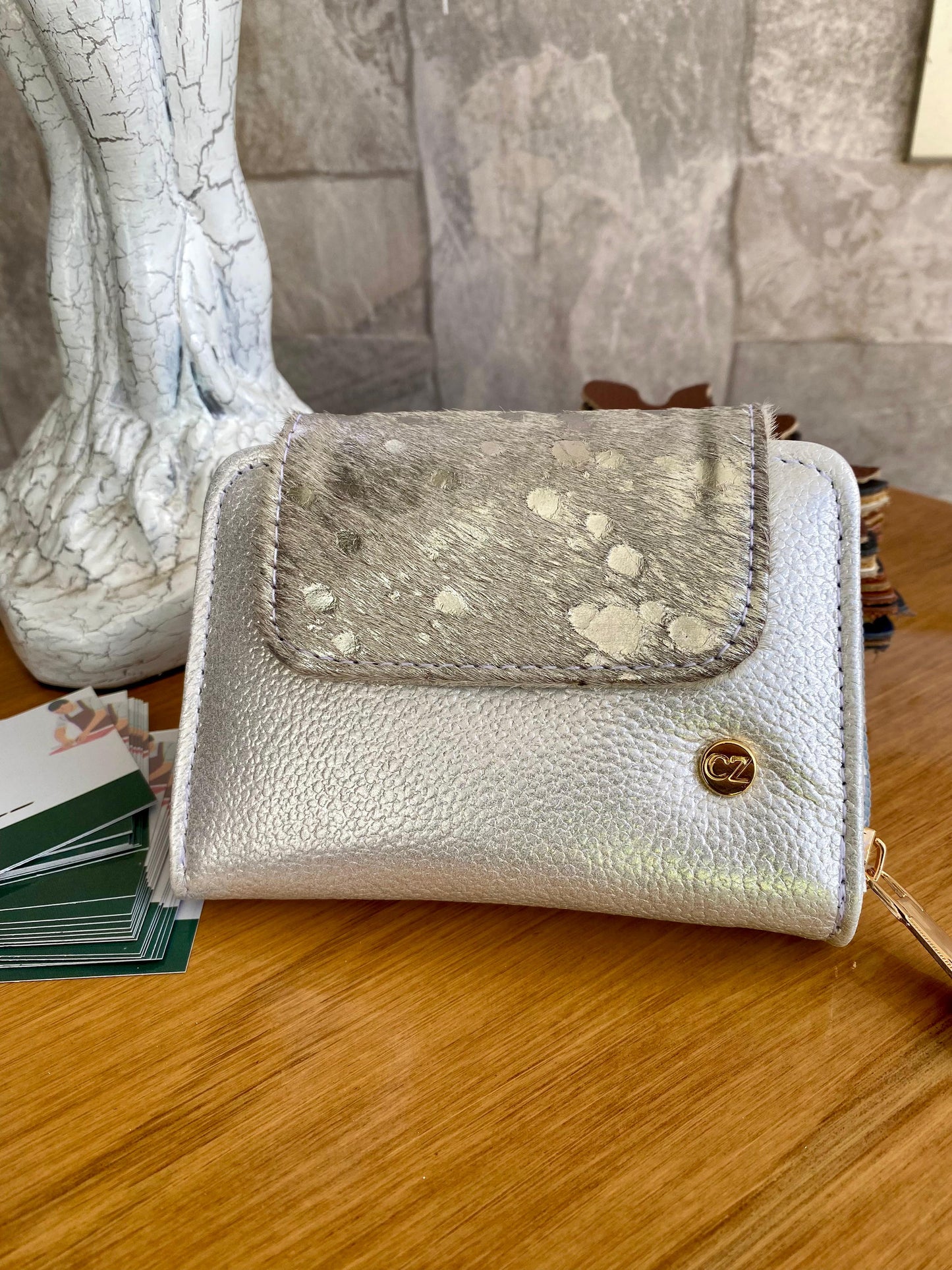 Billetera Bovi IV Gris plata-Metal pelo