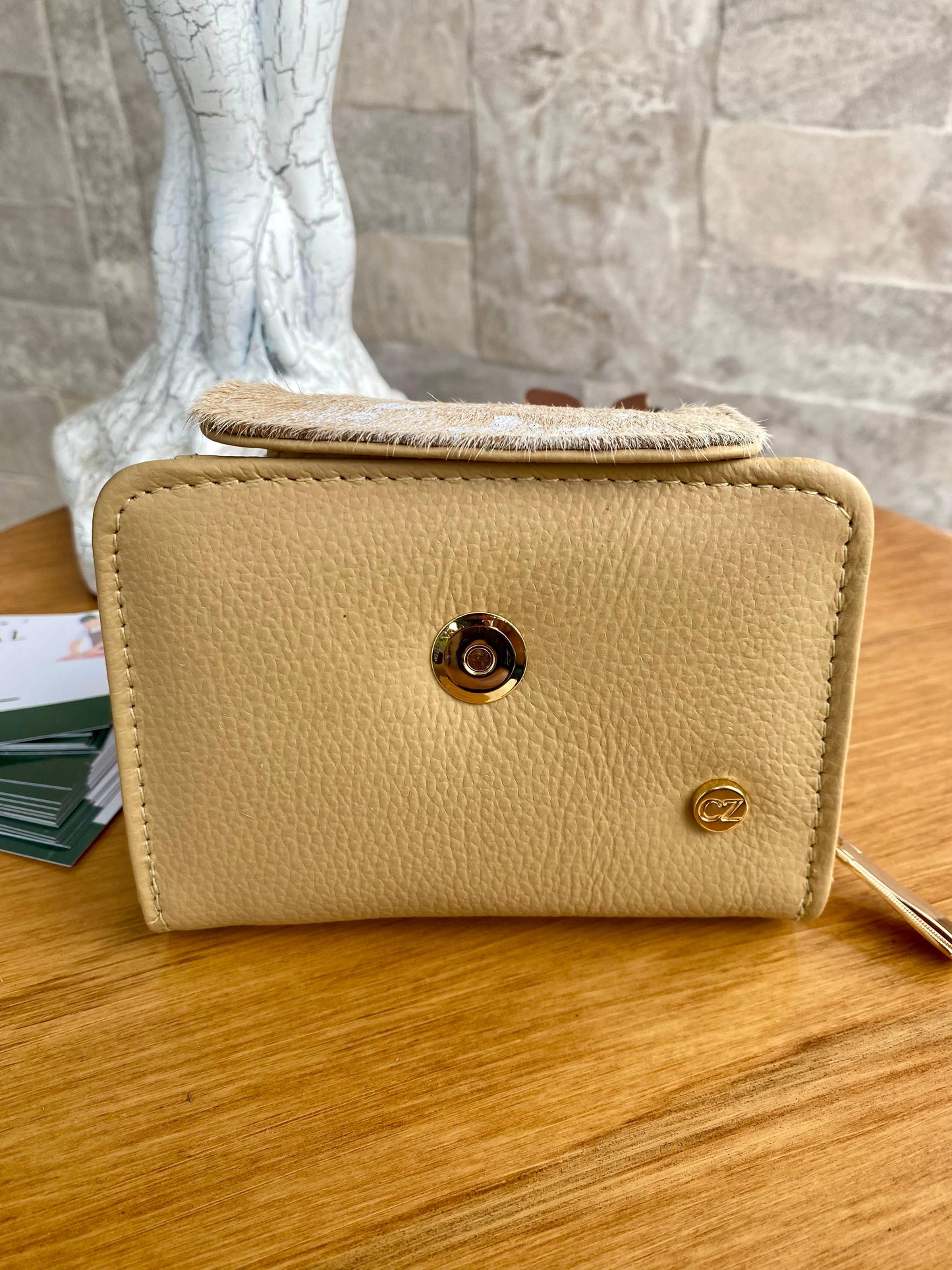 Billetera Bovi VI Maní-Beige pelo